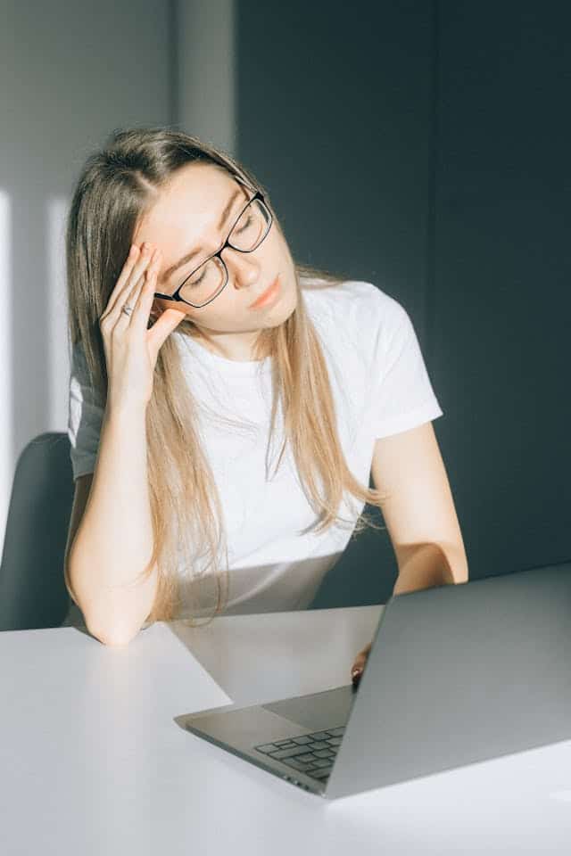 Adhd woman fatigue focus struggle laptop