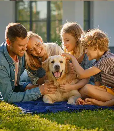 Familiy with dog